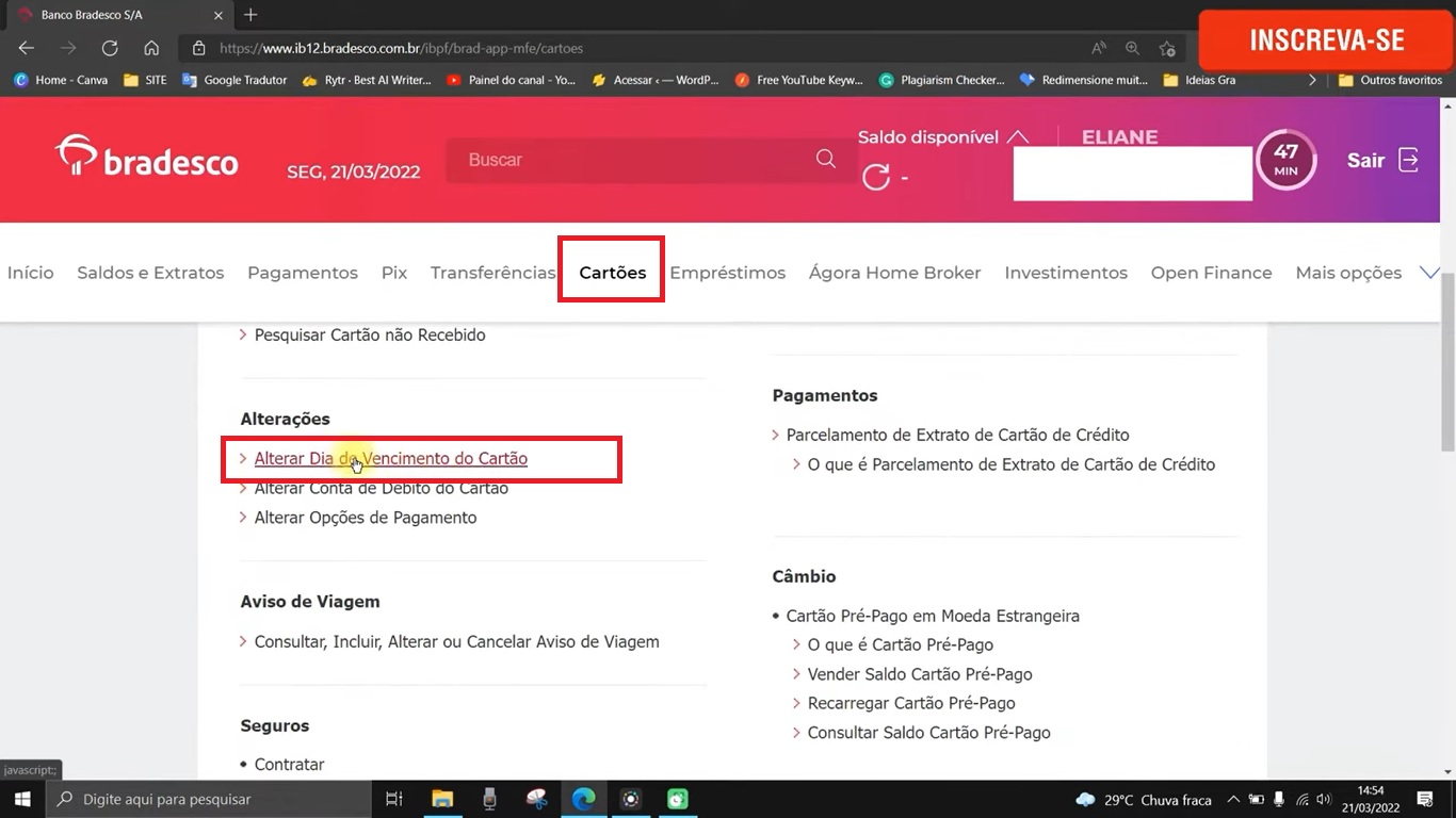 Mudar data do vencimento Cartão crédito Bradesco