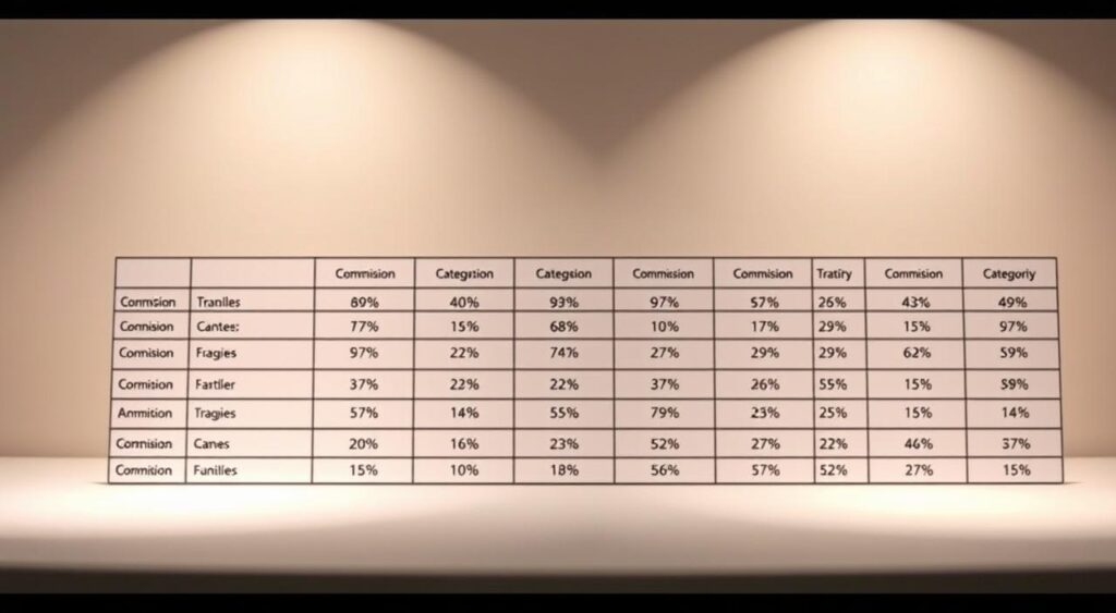 Tabela de comissões por categoria